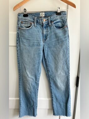 J. Crew Denim Slim Boyfriend Jean Distressed Light Wash Size 24 Raw Hem